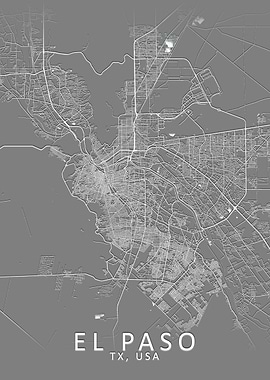 El Paso Grey City Map