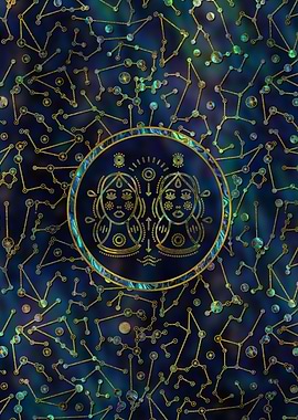 Gemini Zodiac Gold Abalone