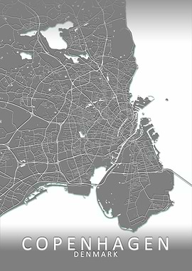 Copenhagen Grey City Map