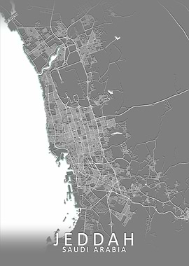 Jeddah Grey City Map