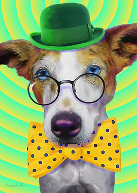 Dog with a Hat and Bowtie