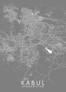 Kabul Grey City Map