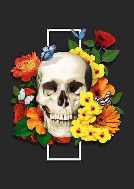 Vibrant Flowery Skull