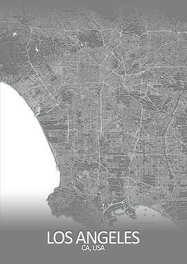 Los Angeles Grey City Map