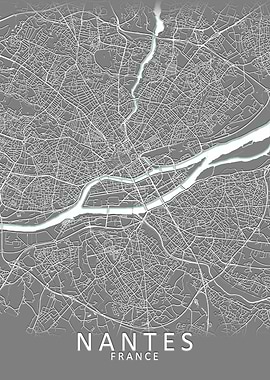Nantes Grey City Map