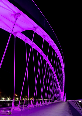 Tram bridge at night