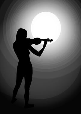 Violinist black white