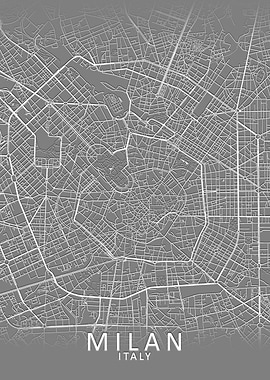 Milan Grey City Map