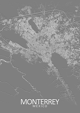 Monterrey Grey city Map