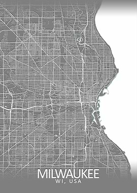 Milwaukee Grey City Map
