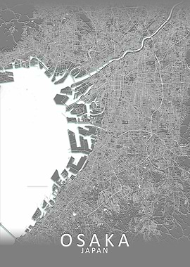Osaka Grey City Map