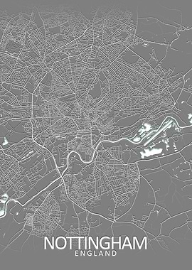 Nottingham Grey City Map