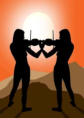Two girls playing Violin