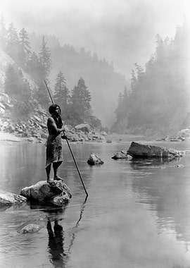 1923 Hupa Man With Spear