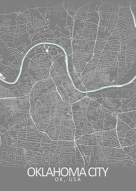 Oklahoma City Grey CityMap