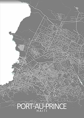 Port au Prince Grey Map