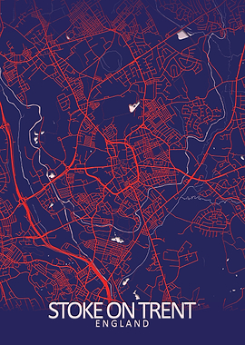 Stoke on Trent Blue Map