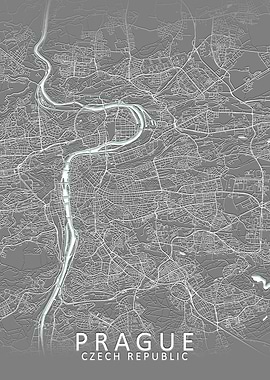 Prague Grey City Map
