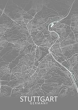 Stuttgart Grey City Map
