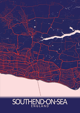 Southend on Sea Blue Map