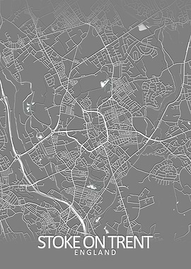 Stoke on Trent Grey Map