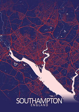 Southampton Dark Blue Map