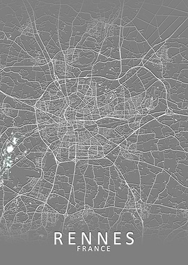Rennes Grey City Map