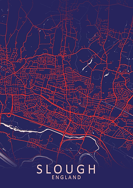 Slough Dark Blue City map