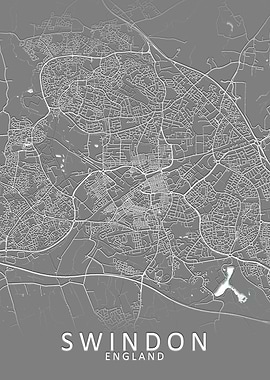 Swindon Grey City Map