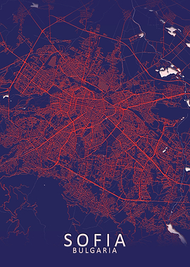 Sofia Dark Blue City Map