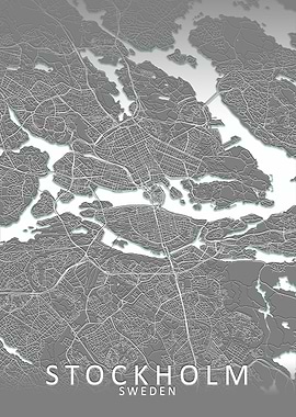 Stockholm Grey City Map