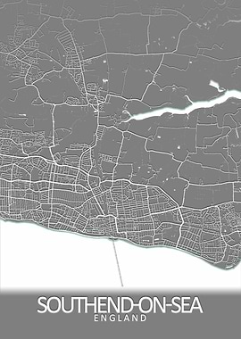 Southend on Sea Grey Map