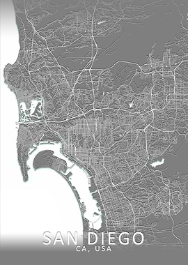 San Diego Grey City Map
