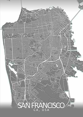 San Francisco Grey CityMap