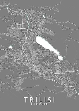 Tbilisi Grey City Map