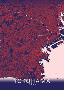 Yokohama Dark Blue Map