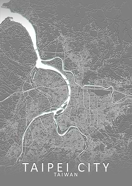 Taipei City Grey City Map