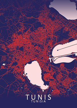 Tunis Dark Blue City Map