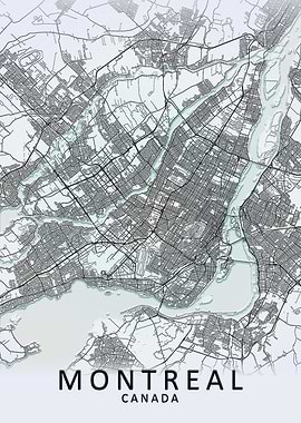 Montreal White City Map