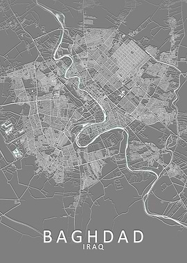 Baghdad Grey City Map