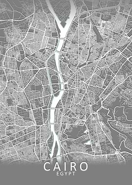 Cairo Grey City Map