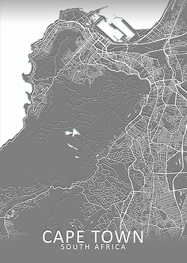 Cape Town Grey City Map