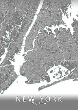 New York Grey City Map