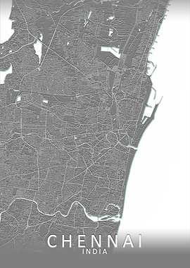 Chennai Grey City Map