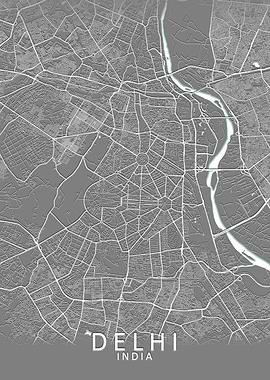 Delhi Grey City Map