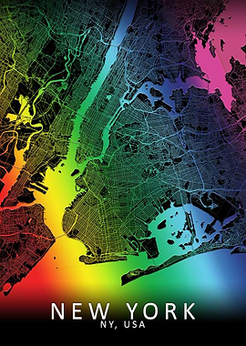 New York Rainbow City Map