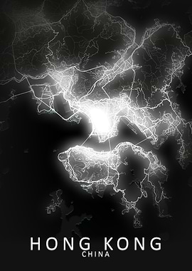 Hong Kong LED Glow CityMap