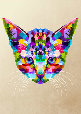 colorful head kitten on po