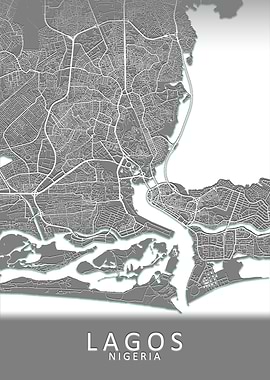 Lagos Grey City Map