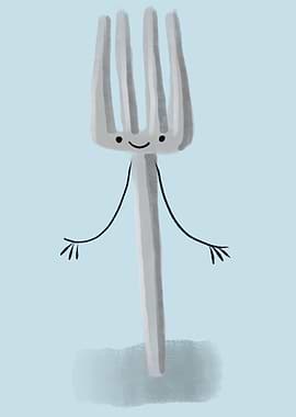 Anthropomorphic cute Fork